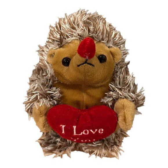Goffa Valentines Hedgehog 7 Inch I Love You Red Heart Plush Stuffed Animal Toy - Picture 1 of 7